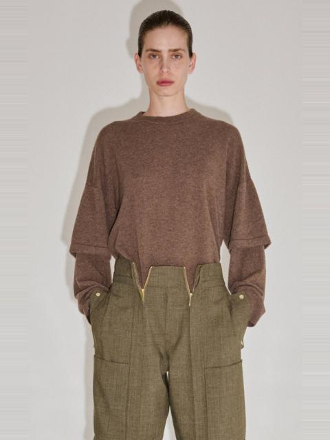 DARKPARK Troy Cashmere-Wool Double-Sleeve Knit Top brown