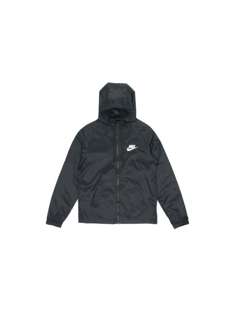 Nike Back Large Logo Zipper hooded track Jacket Black CZ8677-010
