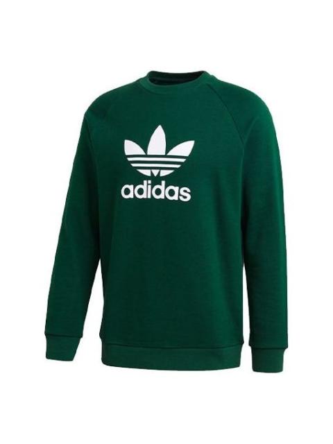 adidas adidas originals Trefoil Crew Casual Sports Round Neck Pullover Green GJ8296
