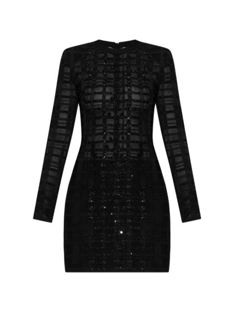 Balmain beaded checked dress