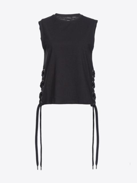 SLEEVELESS T-SHIRT WITH CRISS-CROSSING LACING