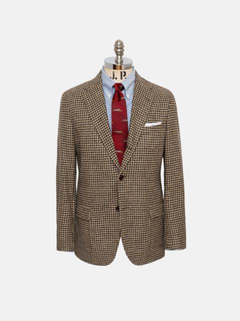 J. PRESS TAN & BROWN HOUNDSTOOTH SPORT COAT - TRIM FIT