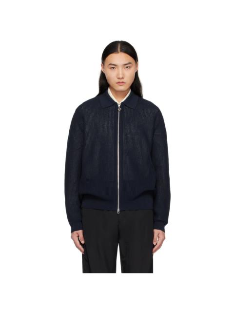 SOLID HOMME Navy Spread Collar Cardigan