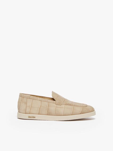 Max Mara SOFTLOAFER Crocodile-embossed leather loafers