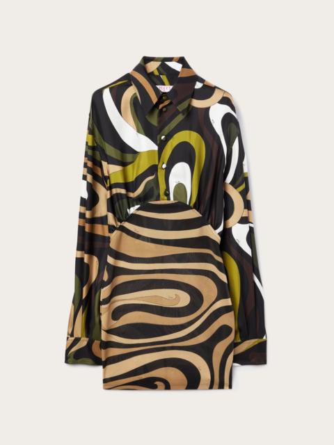 PUCCI MARMO PRINT LONG SLEEVES MINI DRESS