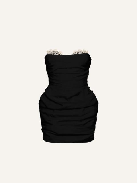 Crochet bustier mini dress in black