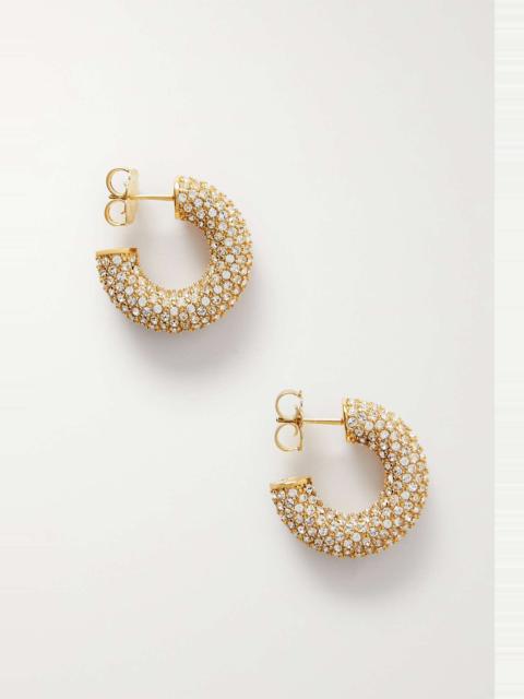 Amina Muaddi Cameron mini gold-tone crystal hoop earrings