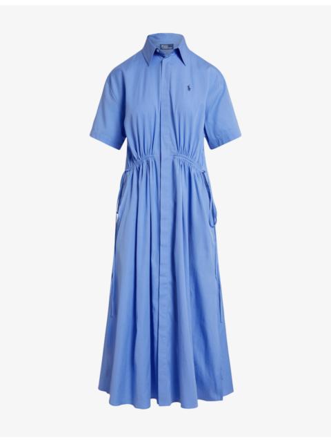Polo Ralph Lauren Brand-Embroidered Short-Sleeved Cotton Midi Dress