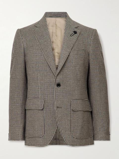 Puppytooth Wool-Blend Felt Blazer Beige