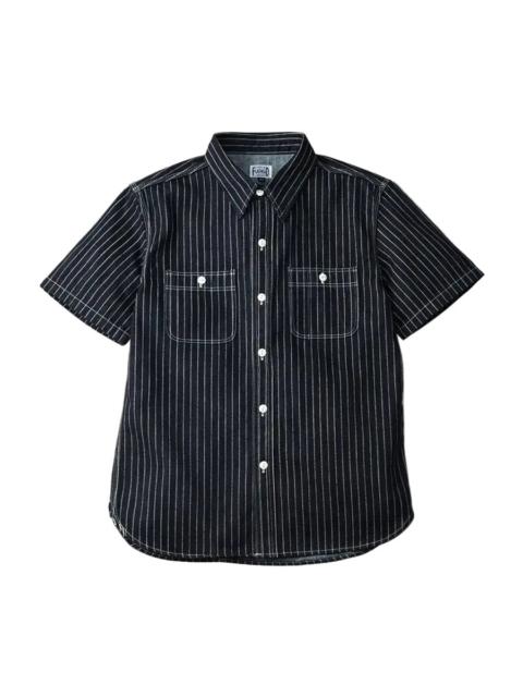 THE FLAT HEAD FN-SDK-702 10oz Wabash Denim Short Sleeve Work Shirt Blue