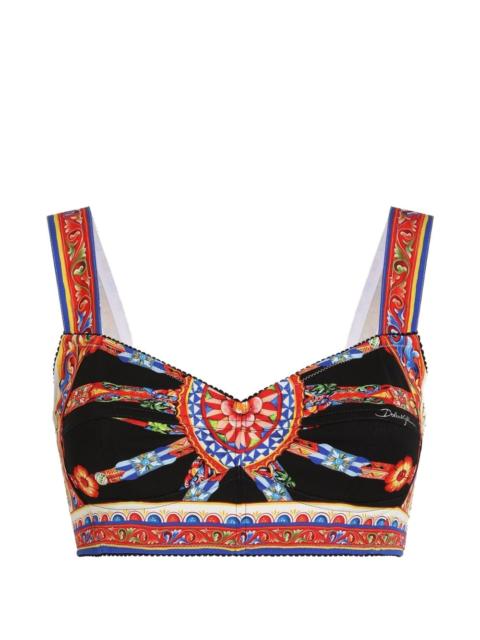 Dolce & Gabbana Carretto-print charmeuse top