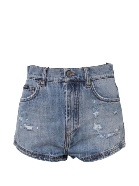 Dolce & Gabbana distressed logo-plaque shorts