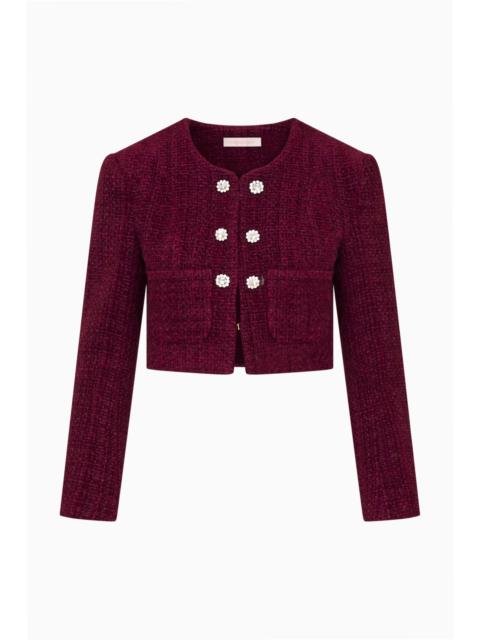 LoveShackFancy Joaquina Bordeaux Tweed Jacket