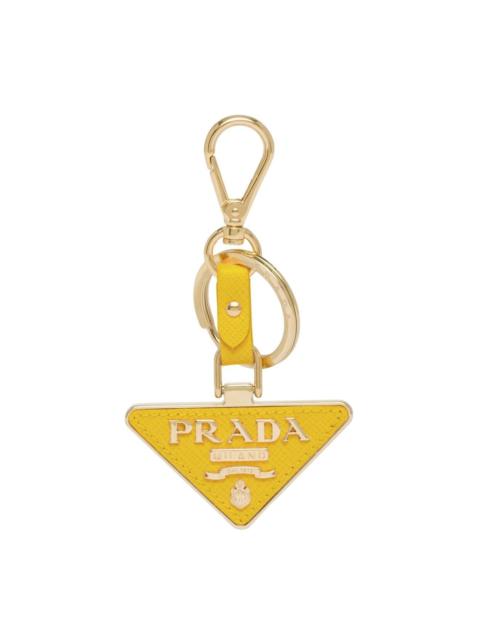 Prada leather logo-charm key ring