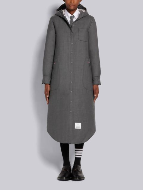 Thom Browne Medium Grey Down-filled Super 120's Wool Twill Drawstring Mid-calf Hooded Shirtdress