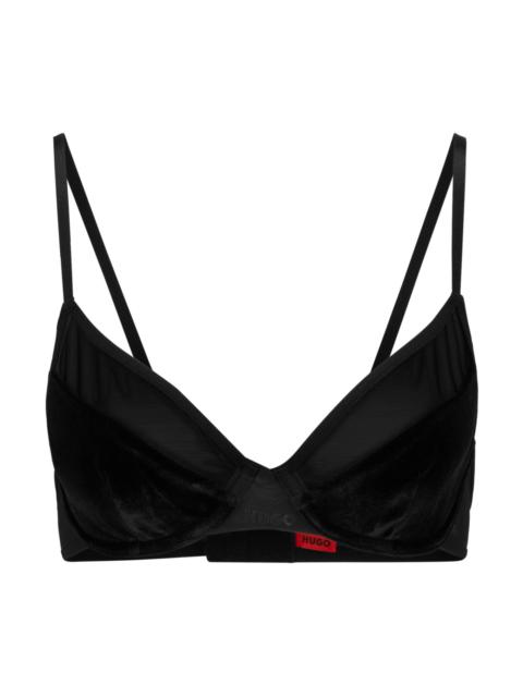 HUGO MIXED-MATERIAL UNDERWIRED BRA WITH FOIL LOGO