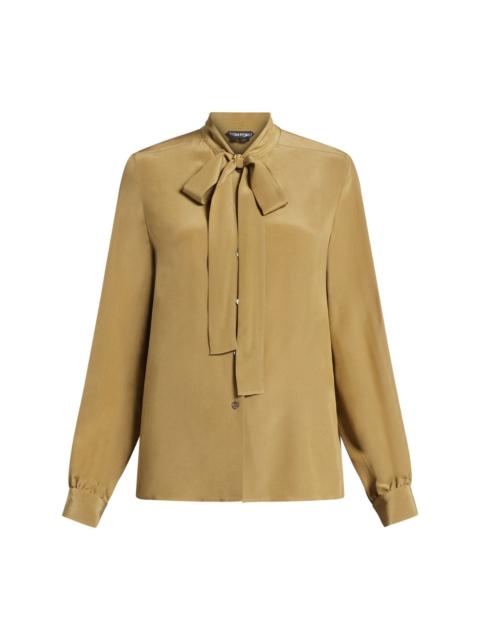 ribbon tie-neck silk blouse