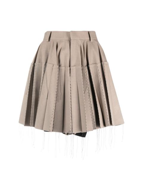 exposed-seam pleated miniskirt