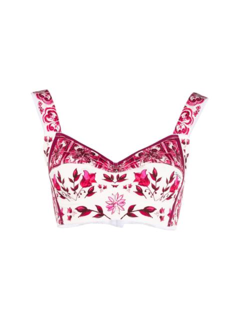 Majolica-print crop top