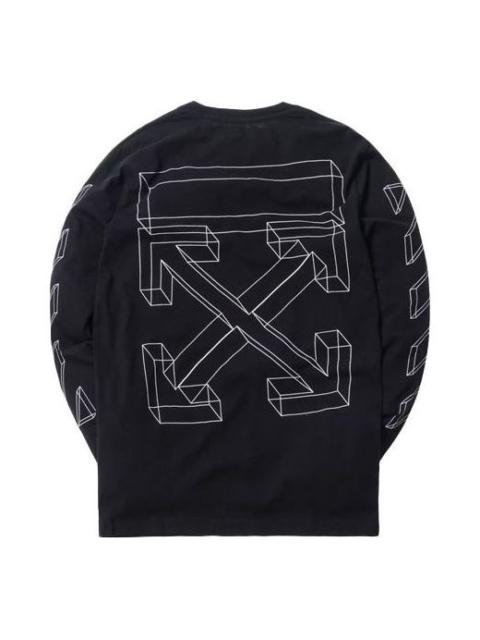 Off-White Men's Off-White 3D Printing Hollow Out Arrow Long Sleeves Black T-Shirt OMAB001E181850021001