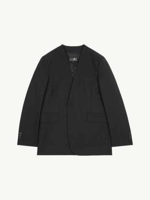 Collarless Padded Suit Jacket