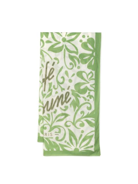 Maison Kitsuné 꽃 인쇄 면 scarf