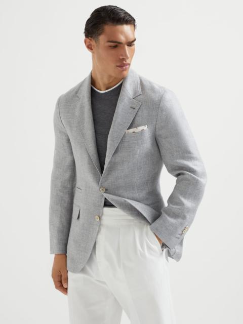 Brunello Cucinelli Linen, wool and silk diagonal deconstructed blazer
