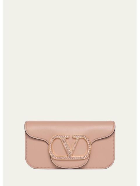 Valentino Loco Crystal VLogo Leather Shoulder Bag