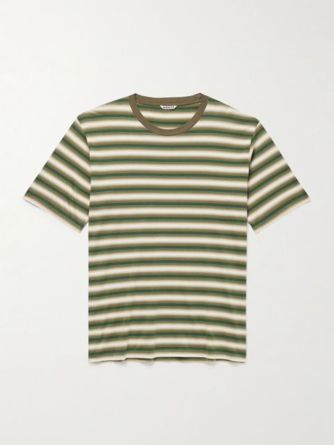 AURALEE Striped Cotton-Jersey T-Shirt Green