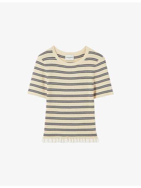 Claudie Pierlot Striped Ruffle Knitted Top