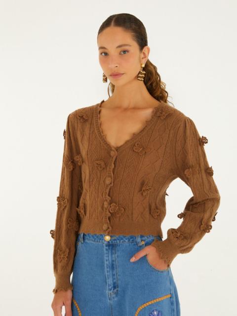 FARM RIO Richilieu 3D Butterflies Artisanal Knit Cardigan