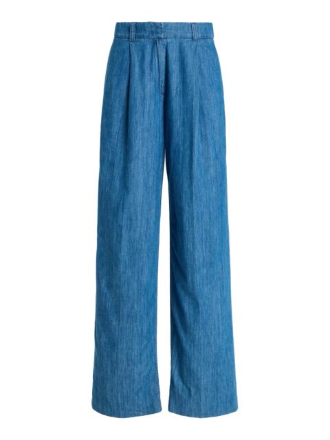 Another Tomorrow Exclusive Cotto Chambray Wide-Leg Pants medium wash