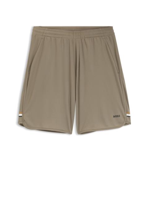 BOSS ACTIVE STRETCH-FABRIC SHORTS WITH MESH POCKET BAGS