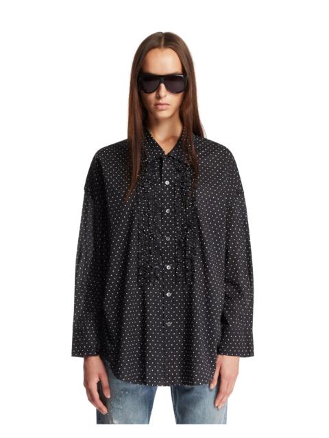 R13 Blue Polka Dot Ruffle Shirt