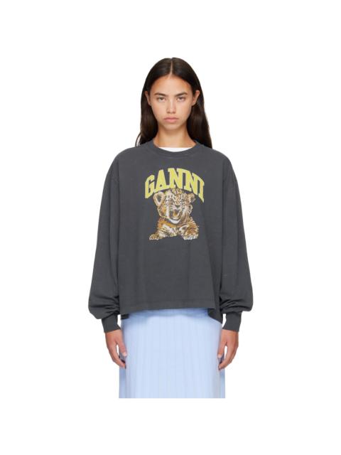 GANNI Gray Tiger Long-sleeve T-shirt