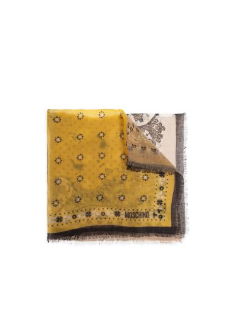 Moschino floral-print fringed scarf