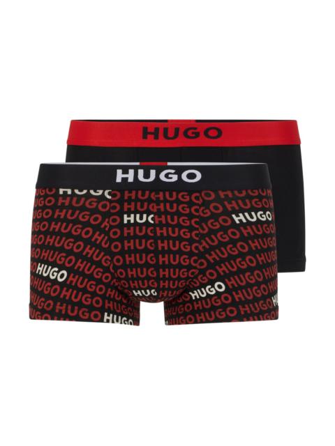 HUGO TWO-PACK OF STRETCH-COTTON TRUNKS WITH LOGO WAISTBANDS