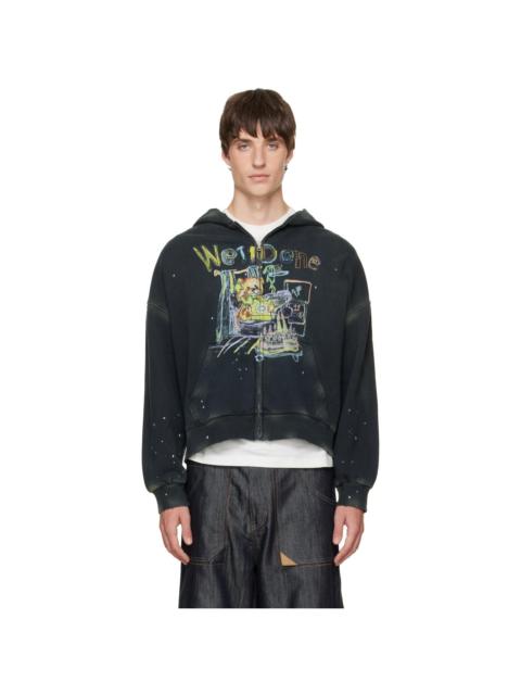 We11done Gray Anniversary Teddy Zip-Up Hoodie