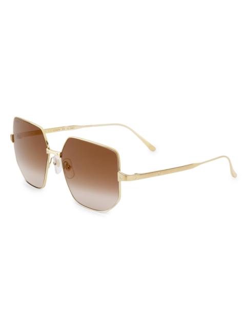 Cartier Women's Santos De 58MM Geometric Sunglasses - Gold