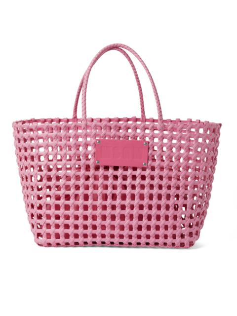 MSGM Faux leather basket net bag with accompanying mini pouch