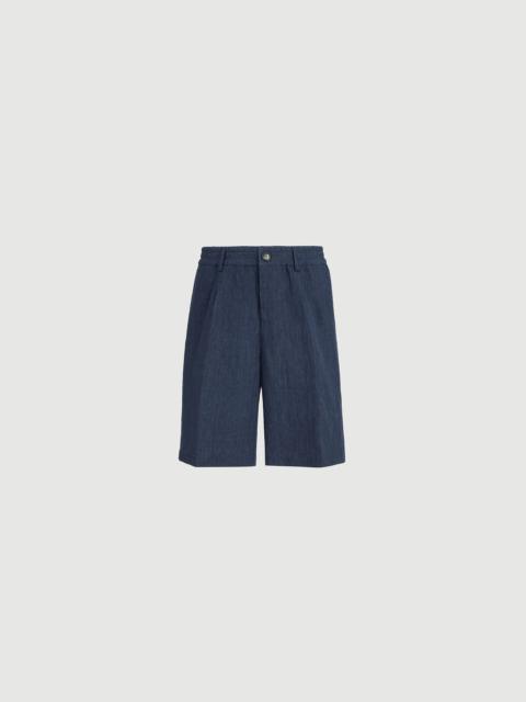 Brunello Cucinelli Lightweight délavé linen Bermuda shorts with elasticated waistband