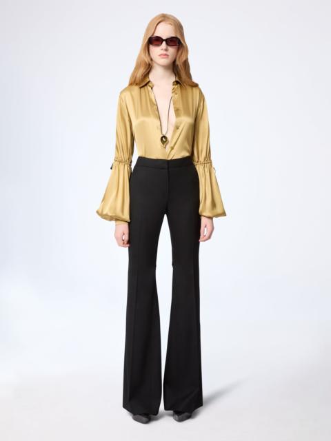 NINA RICCI Flared Wool Gabardine Pants With Bow Detail