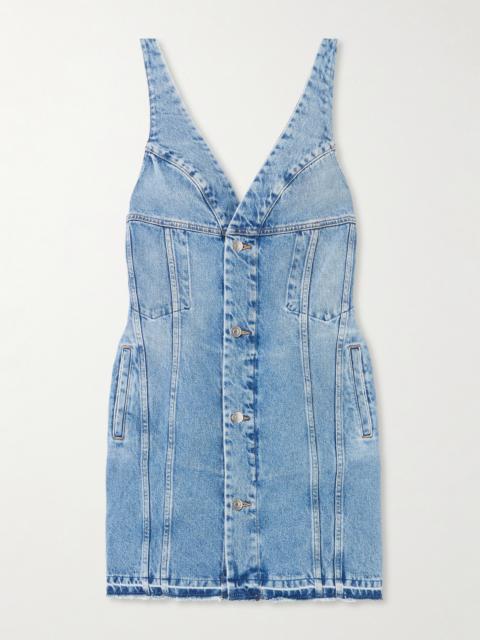 Stella McCartney Frayed Paneled Organic Denim Mini Dress