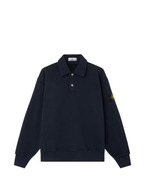 Stone Island logo-patch long-sleeved polo shirt