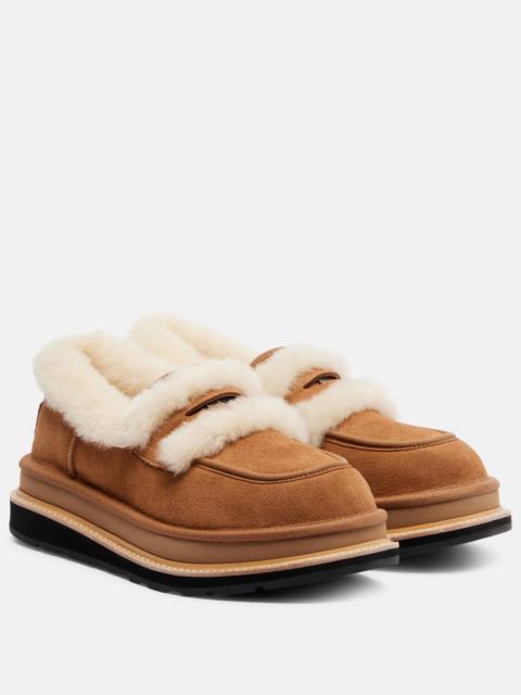 sacai x UGG suede and shearling penny loafers
