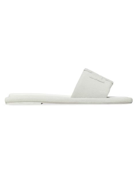 TORY BURCH Women's Double-T Pavé Leather Slides - Optic White