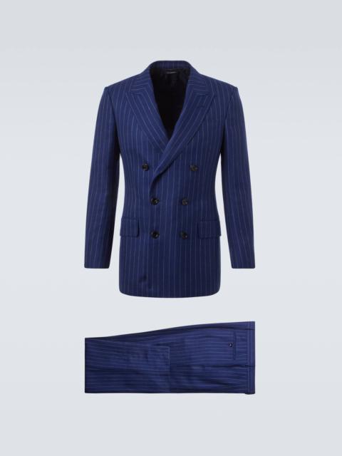 TOM FORD Chalk stripe wool, linen, and silk suit