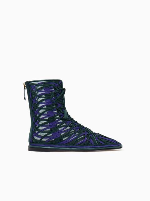 GIORGIO ARMANI ANKLE BOOTS WITH EMBROIDERY AND LEATHER DETAILS