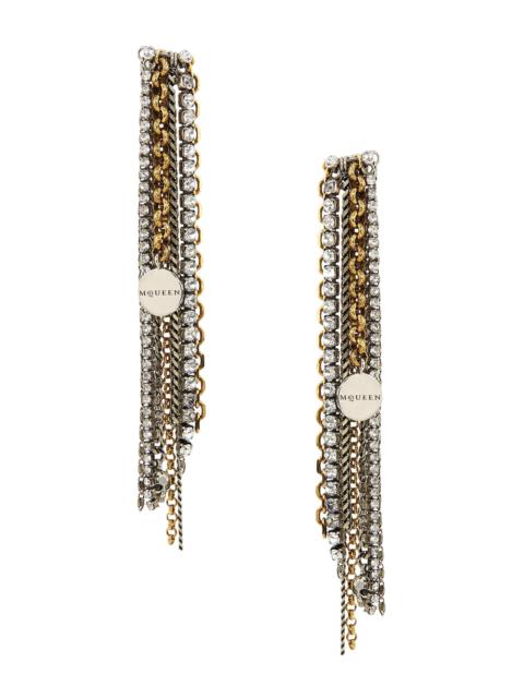 Alexander McQueen Women's Banshee Two-Tone & Crystal Chain Earrings - Pearl Grey