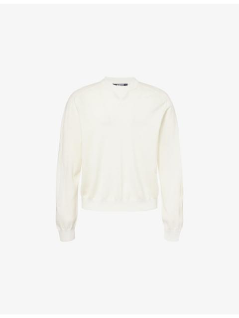 JACQUEMUS Embroidered-Logo Long-Sleeve Wool Blend Sweater